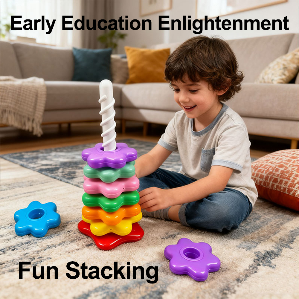 AliExpress Baby Rotating Rainbow Tower Montessori Stacking Puzzle Toys Safety Early Educational Children's Toys Christmas Birthday Gifts, view 2
