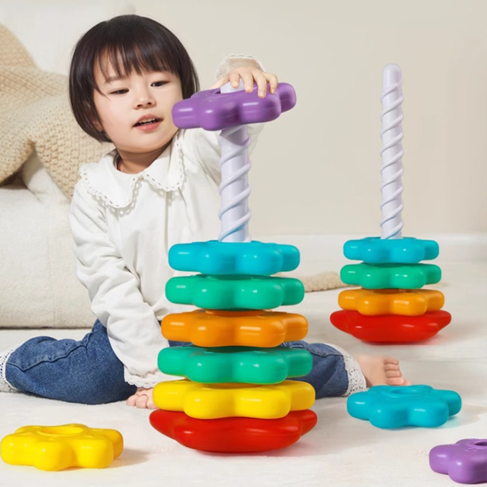 AliExpress Baby Rotating Rainbow Tower Montessori Stacking Puzzle Toys Safety Early Educational Children's Toys Christmas Birthday Gifts, view 3