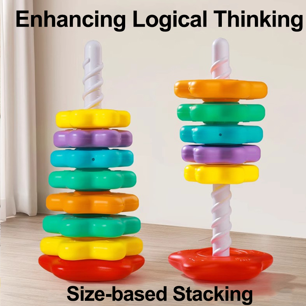 AliExpress Baby Rotating Rainbow Tower Montessori Stacking Puzzle Toys Safety Early Educational Children's Toys Christmas Birthday Gifts, view 5