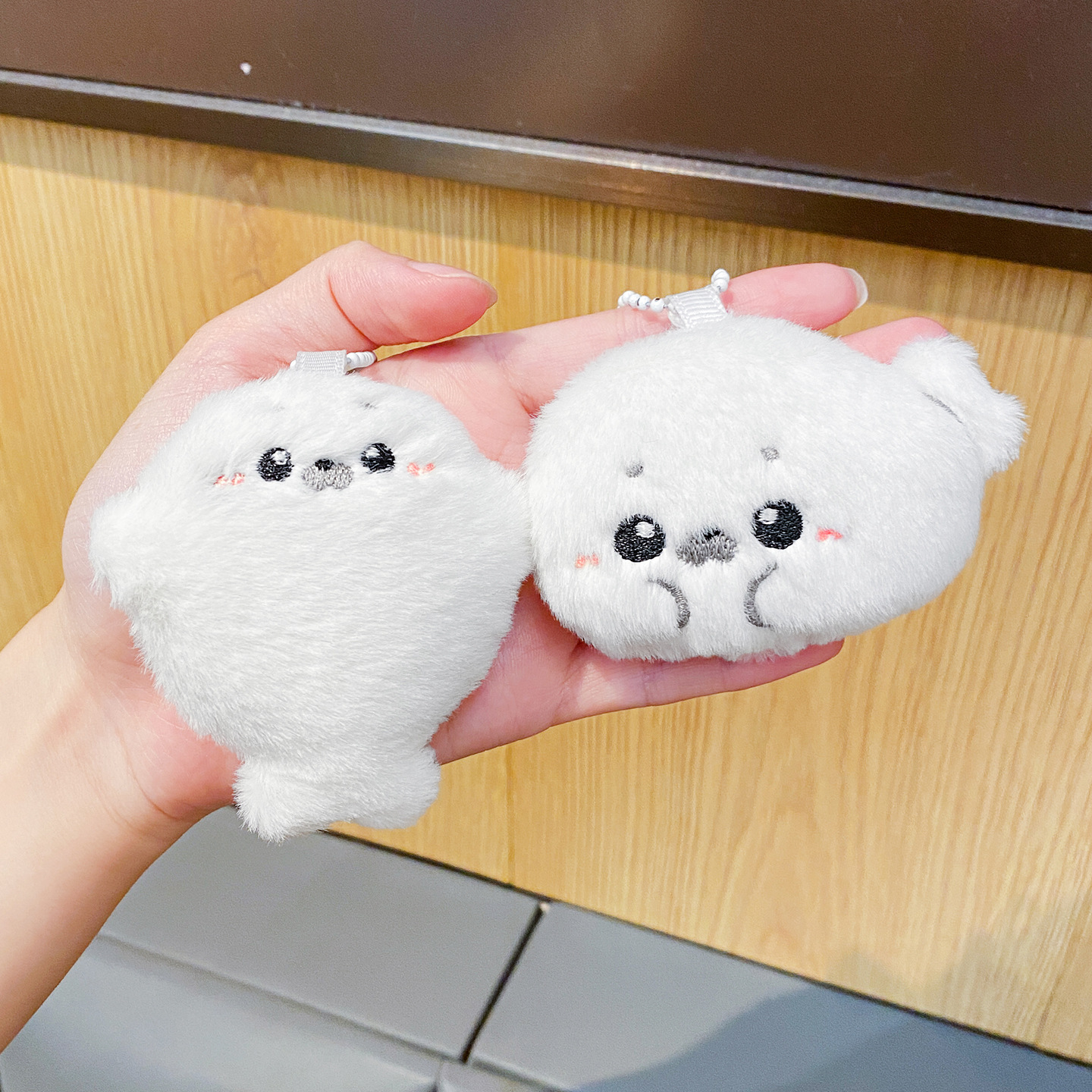 AliExpress Baby seal plush toy bag pendant, cartoonish and cute plush doll pendant, baby doll keychain, gift for you, view 2