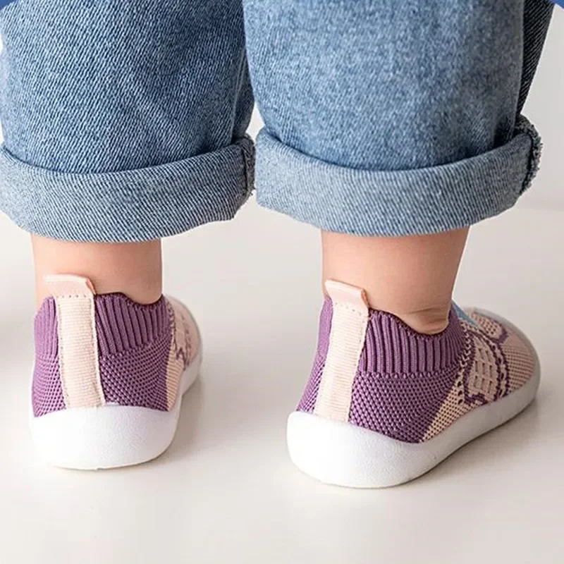 AliExpress Baby Shoes Anti-slip Breathable Infant Crib Floor Socks with Rubber Sole for Children Girls Boys Mesh Shoes Soft Bottom Slippers, view 3