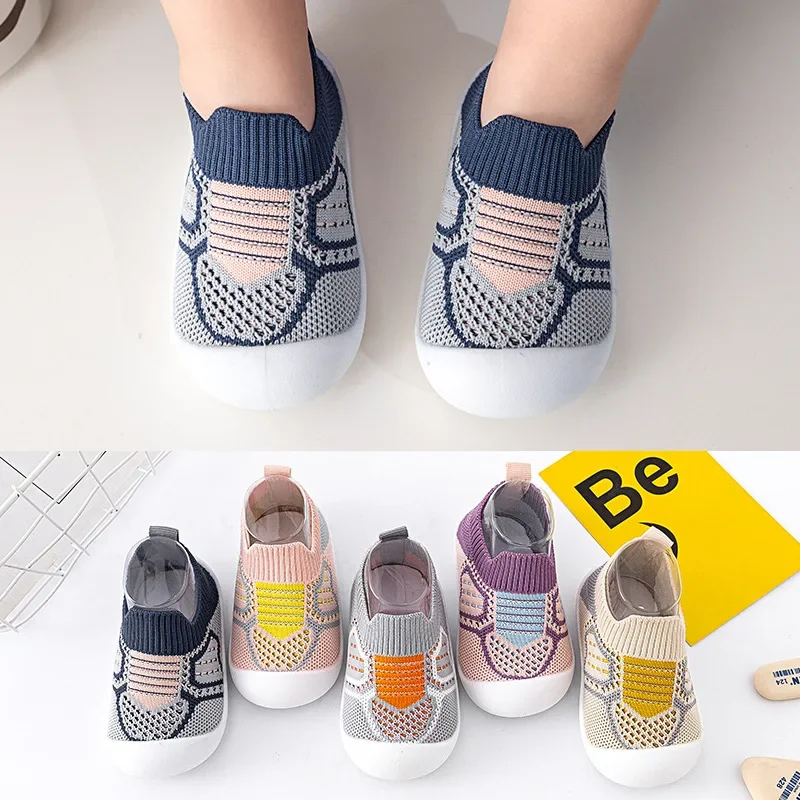 AliExpress Baby Shoes Anti-slip Breathable Infant Crib Floor Socks with Rubber Sole for Children Girls Boys Mesh Shoes Soft Bottom Slippers, view 4