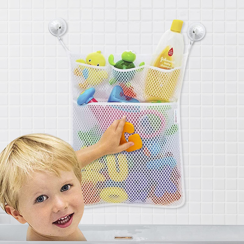 AliExpress Baby Shower Bath Toys White Baby Kids Toy Storage Mesh with Strong Suction Cups Toy Bag Net Bathroom Organizer for Kids Toddlers