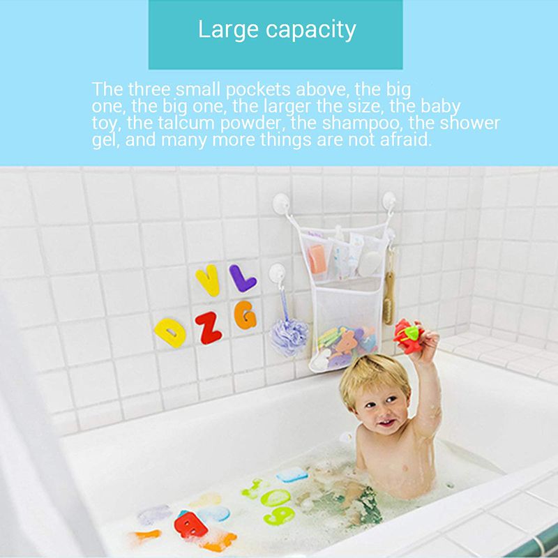 AliExpress Baby Shower Bath Toys White Baby Kids Toy Storage Mesh with Strong Suction Cups Toy Bag Net Bathroom Organizer for Kids Toddlers, view 2