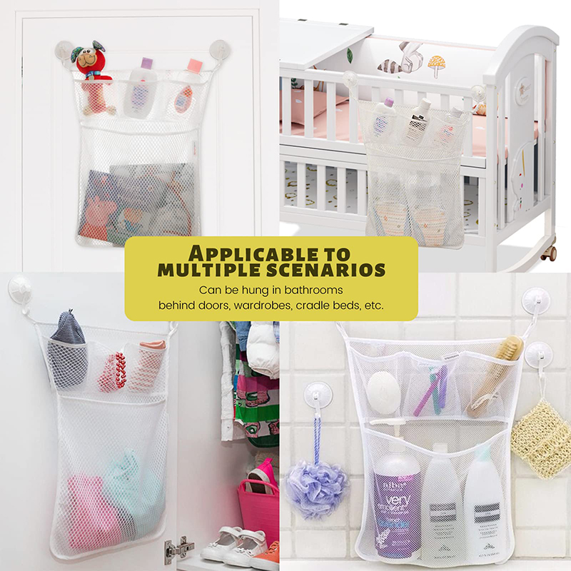 AliExpress Baby Shower Bath Toys White Baby Kids Toy Storage Mesh with Strong Suction Cups Toy Bag Net Bathroom Organizer for Kids Toddlers, view 5