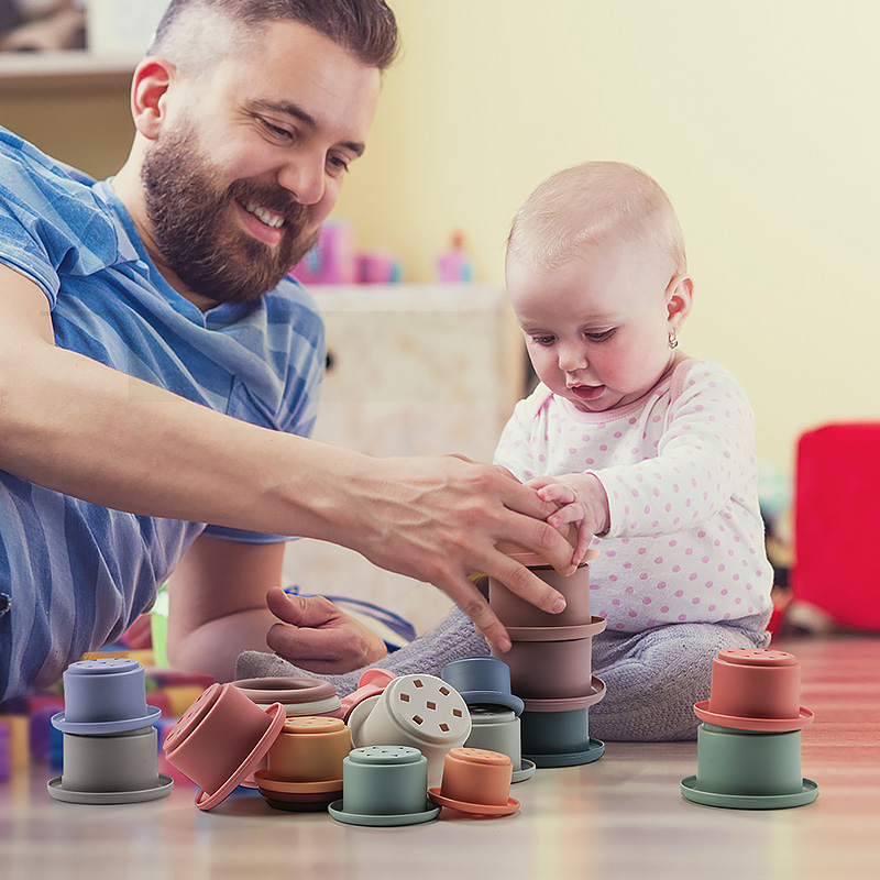 AliExpress Baby Silicone Hourglass Stacking Cup Montessori Educational Toy Intelligence Gift Toys Stacking Ring Tower Toy Infant Bath Play