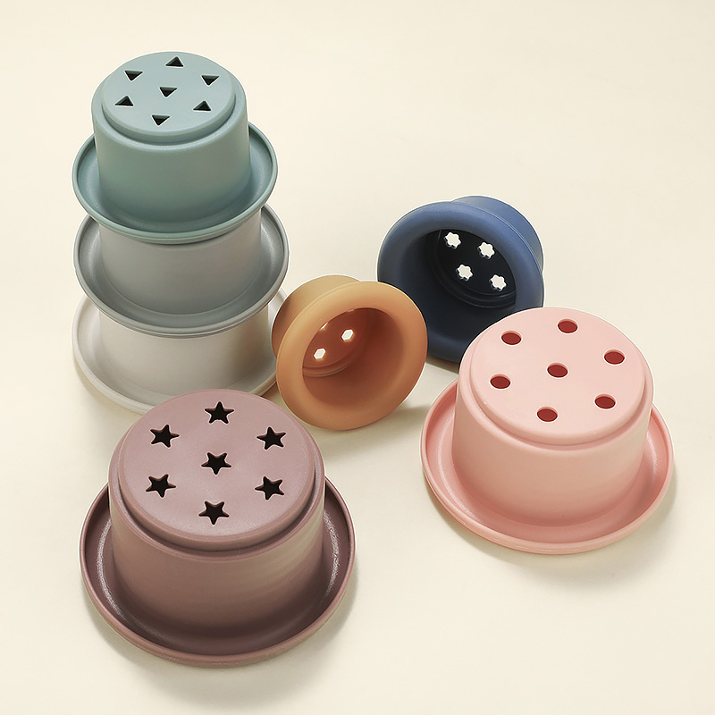 AliExpress Baby Silicone Hourglass Stacking Cup Montessori Educational Toy Intelligence Gift Toys Stacking Ring Tower Toy Infant Bath Play, view 2