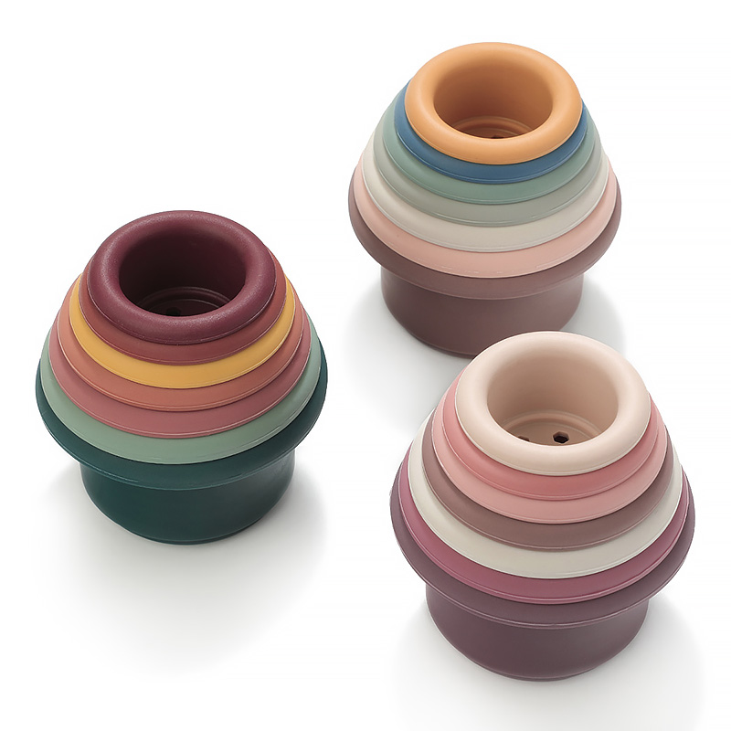 AliExpress Baby Silicone Hourglass Stacking Cup Montessori Educational Toy Intelligence Gift Toys Stacking Ring Tower Toy Infant Bath Play, view 4