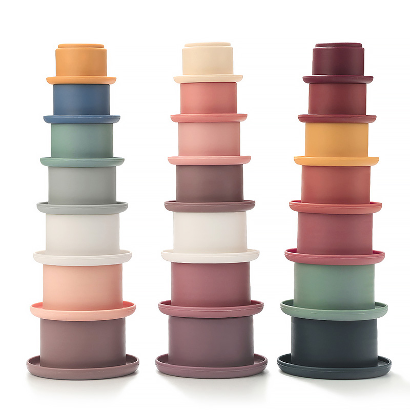 AliExpress Baby Silicone Hourglass Stacking Cup Montessori Educational Toy Intelligence Gift Toys Stacking Ring Tower Toy Infant Bath Play, view 5