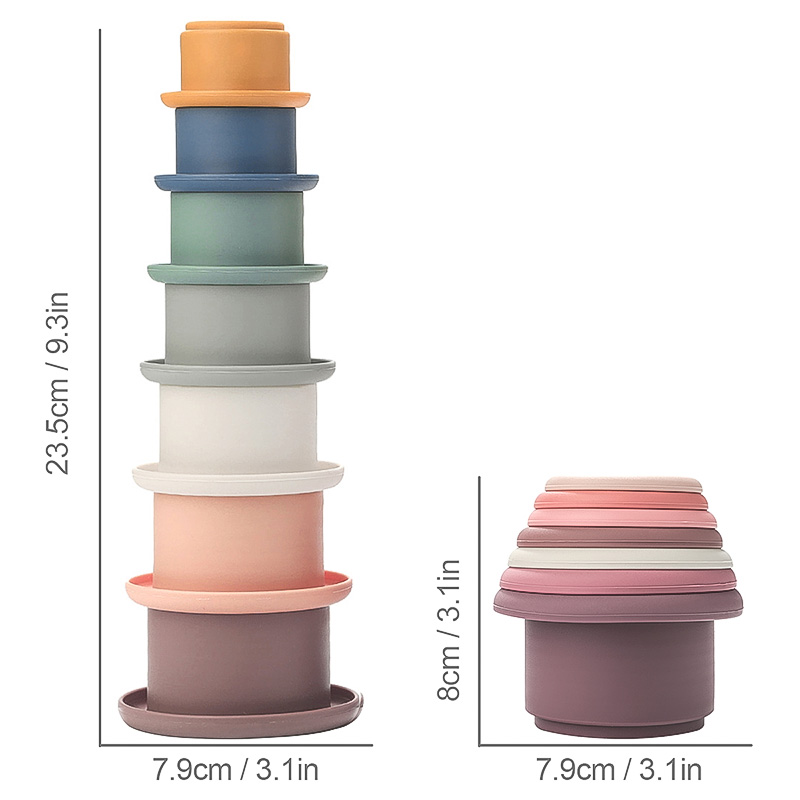 AliExpress Baby Silicone Hourglass Stacking Cup Montessori Educational Toy Intelligence Gift Toys Stacking Ring Tower Toy Infant Bath Play, view 6