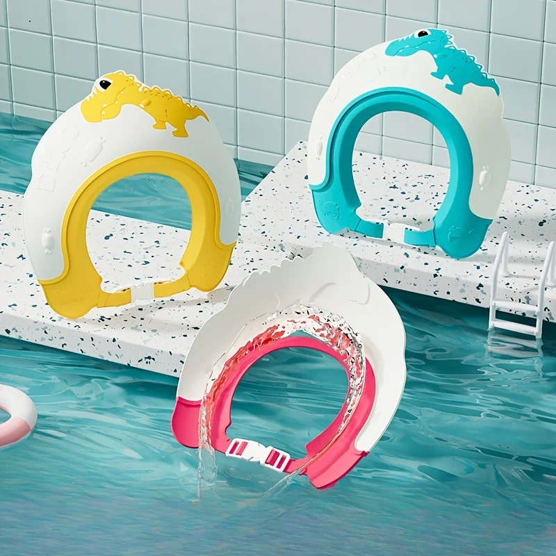 AliExpress Baby Soft Rubber Waterproof Shampoo Cap Children Shampoo Artifact Baby Shampoo Cap Adjustable Ear Protectors Dinosaur Pattern, view 2