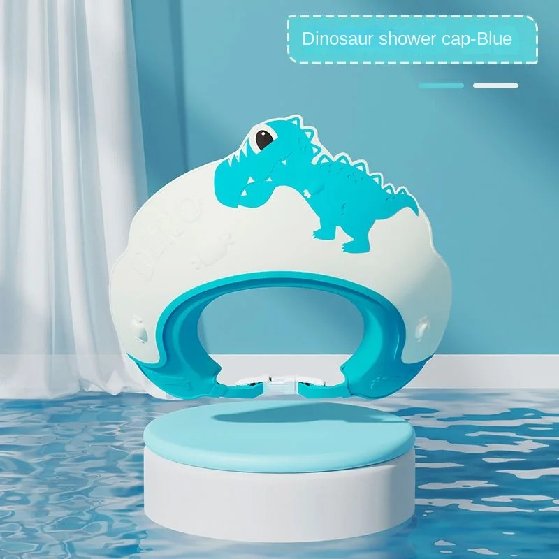 AliExpress Baby Soft Rubber Waterproof Shampoo Cap Children Shampoo Artifact Baby Shampoo Cap Adjustable Ear Protectors Dinosaur Pattern, view 3