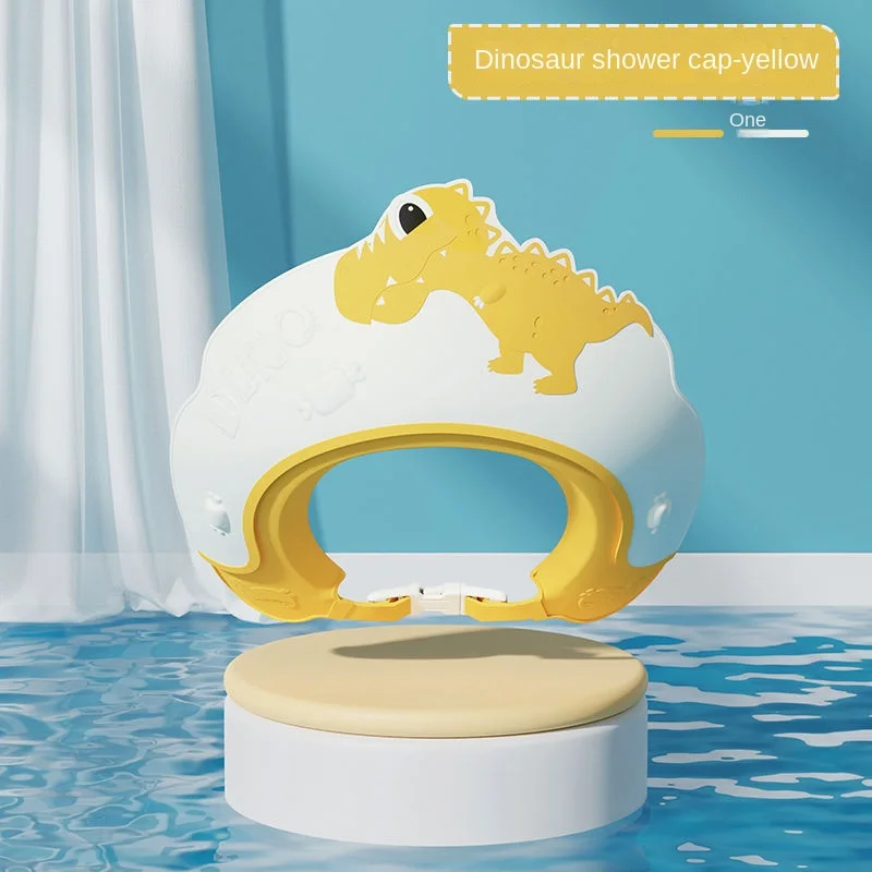 AliExpress Baby Soft Rubber Waterproof Shampoo Cap Children Shampoo Artifact Baby Shampoo Cap Adjustable Ear Protectors Dinosaur Pattern, view 5
