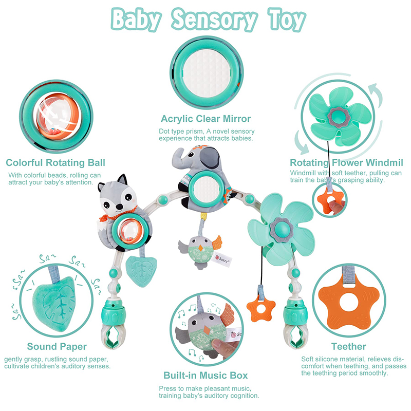 AliExpress Baby Stroller Arch Toy Baby Crib Mobile Musical Animal Foldable Travel Car Seat Activity Bouncers Pram for Newborn Sensory Toy, view 2