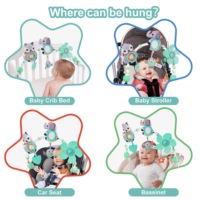 AliExpress Baby Stroller Arch Toy Baby Crib Mobile Musical Animal Foldable Travel Car Seat Activity Bouncers Pram for Newborn Sensory Toy, view 5