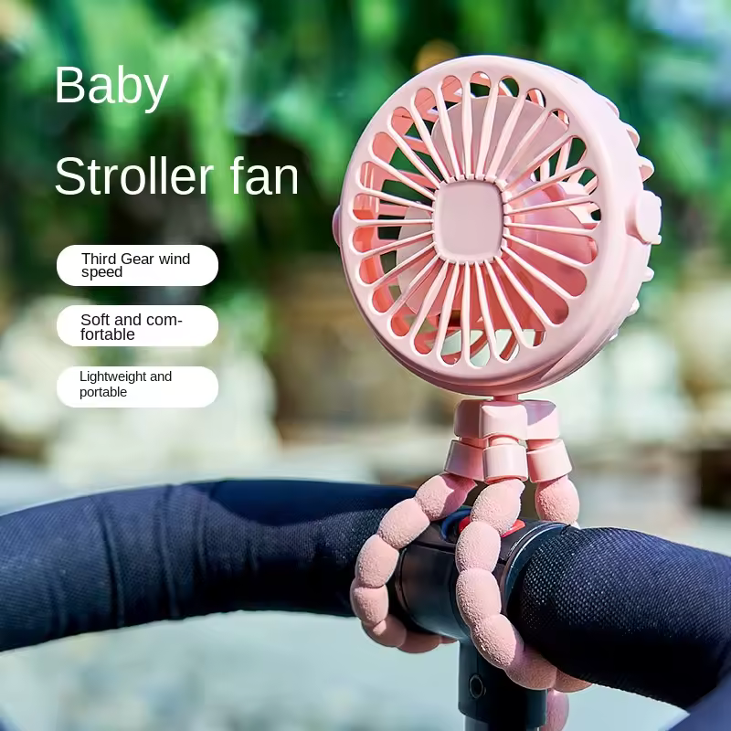 AliExpress Baby Stroller Electric Fan Hand Rechargeable Portable Small Folding Fans Mini Ventilator Silent Table Outdoor Cooler Neck Fan