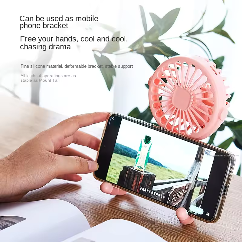 AliExpress Baby Stroller Electric Fan Hand Rechargeable Portable Small Folding Fans Mini Ventilator Silent Table Outdoor Cooler Neck Fan, view 2