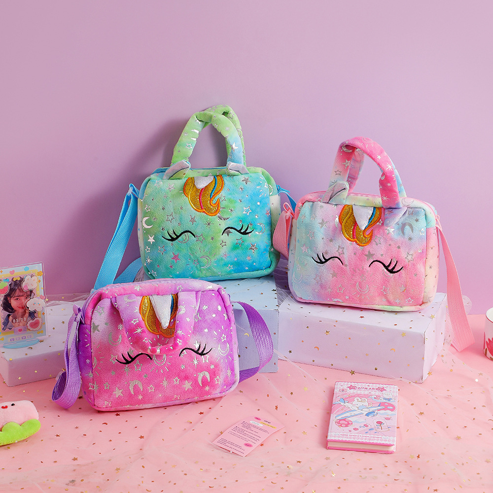 AliExpress Baby Stuff Fashion Bag Unicorn Tie-Dye Plush Shoulder Bag Cute Shoulder Storage Bag Colorful Girly Crossbody Bag