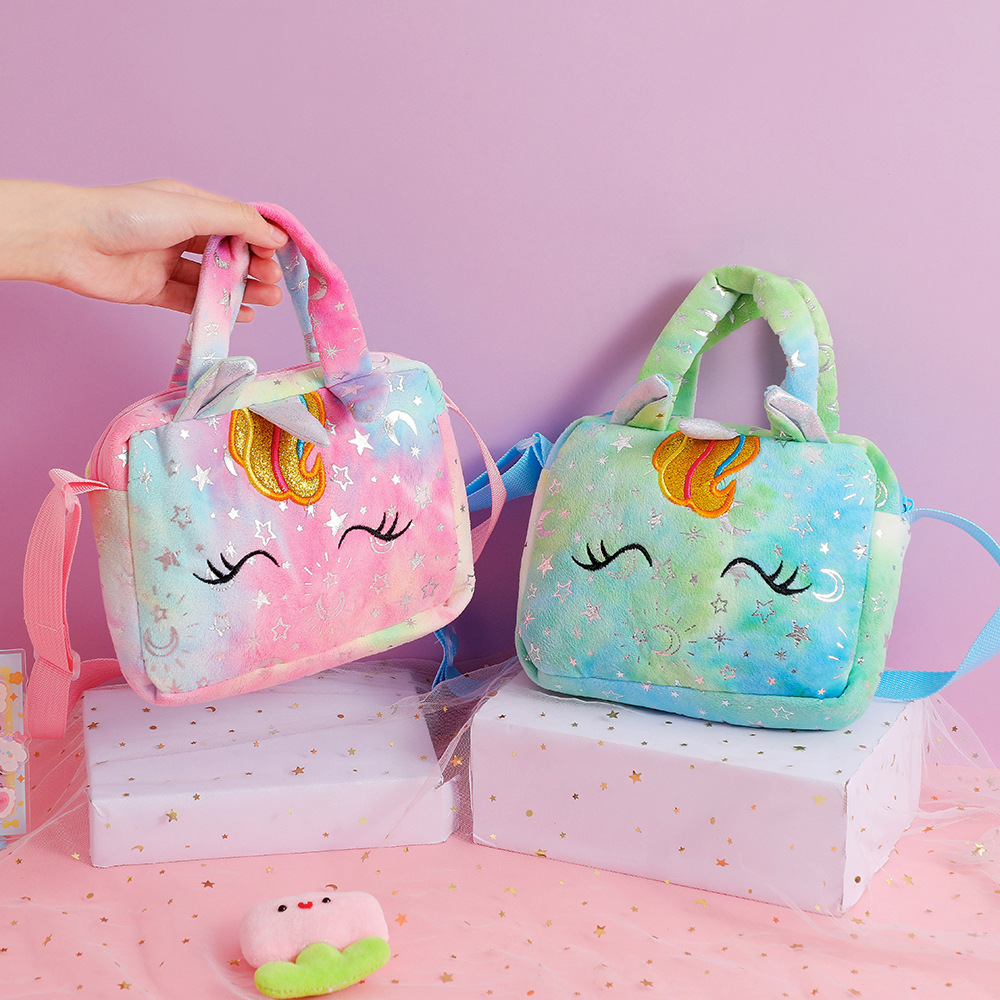 AliExpress Baby Stuff Fashion Bag Unicorn Tie-Dye Plush Shoulder Bag Cute Shoulder Storage Bag Colorful Girly Crossbody Bag, view 2
