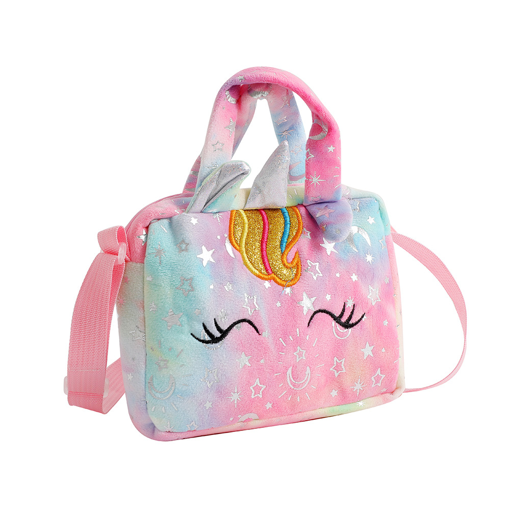 AliExpress Baby Stuff Fashion Bag Unicorn Tie-Dye Plush Shoulder Bag Cute Shoulder Storage Bag Colorful Girly Crossbody Bag, view 5