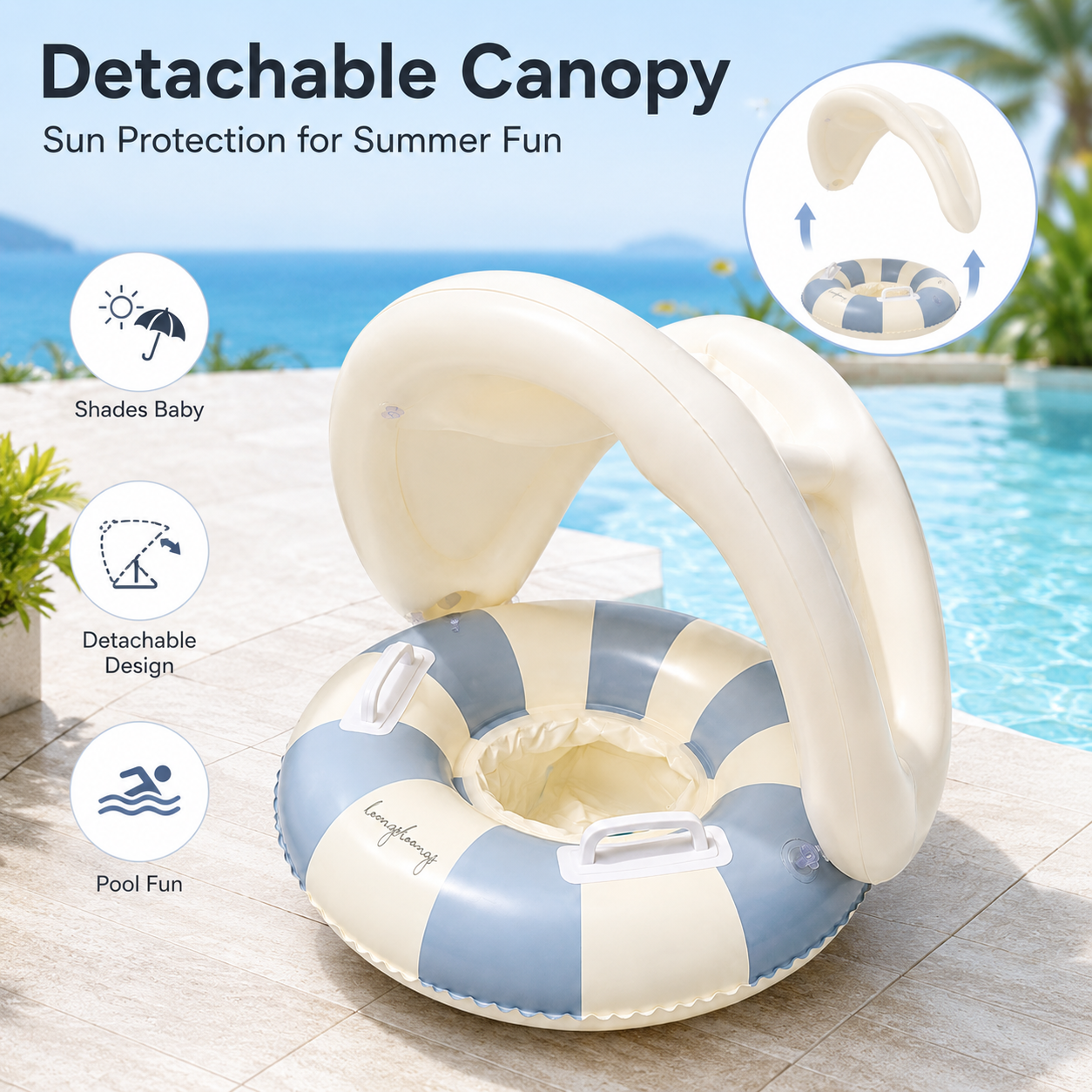 AliExpress Inflatable Baby Swim Ring Seat with Canopy, view 2
