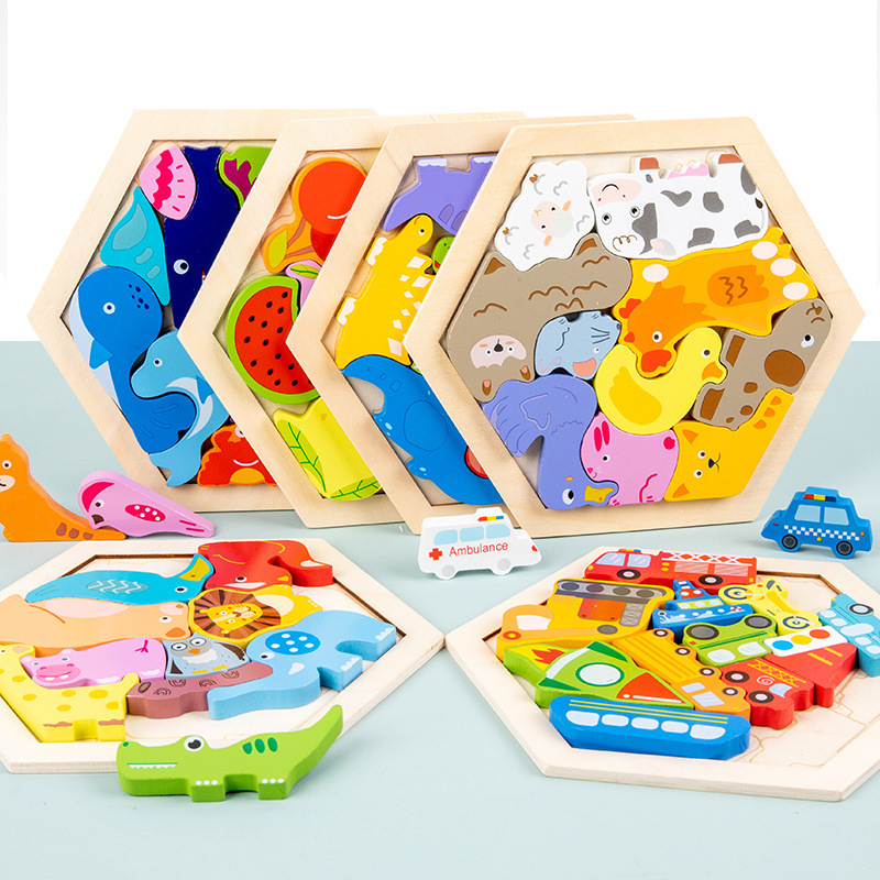 AliExpress Baby toy Wooden jigsaw Puzzle Creative 3D Puzzle for Children's Intelligence Development Ealy Educational toy for Children