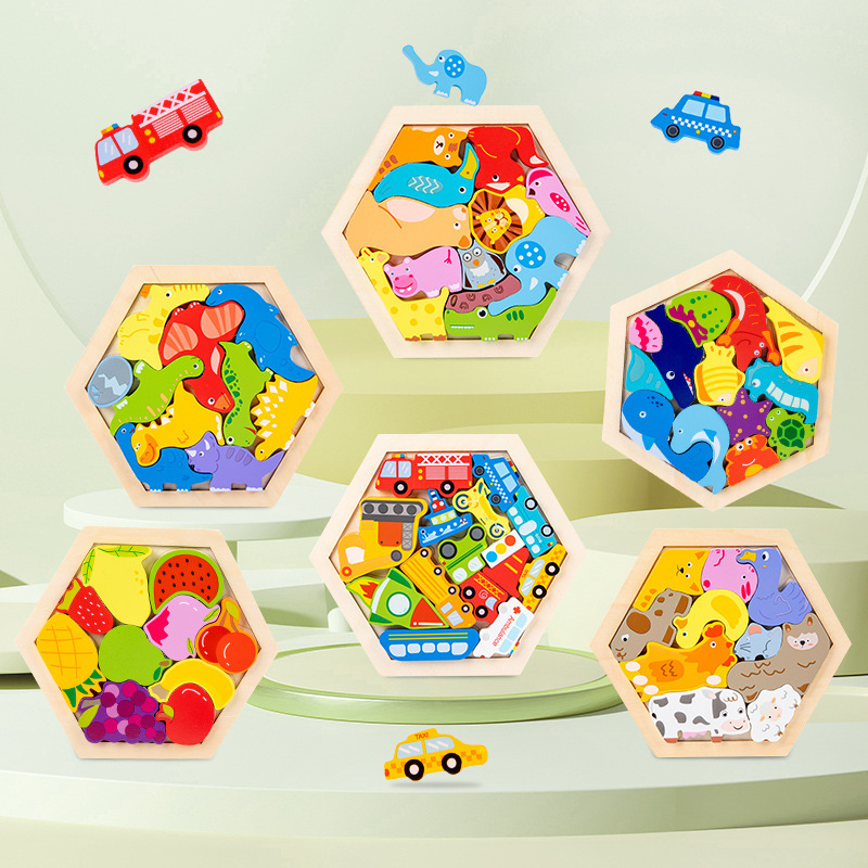 AliExpress Baby toy Wooden jigsaw Puzzle Creative 3D Puzzle for Children's Intelligence Development Ealy Educational toy for Children, view 2