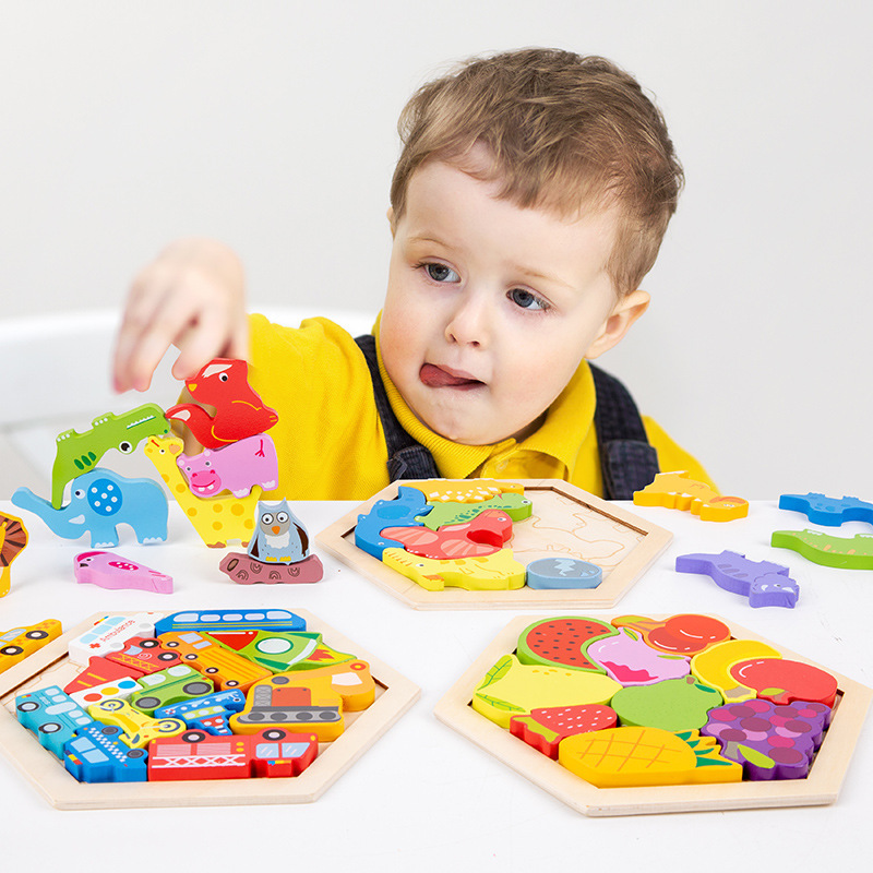 AliExpress Baby toy Wooden jigsaw Puzzle Creative 3D Puzzle for Children's Intelligence Development Ealy Educational toy for Children, view 3