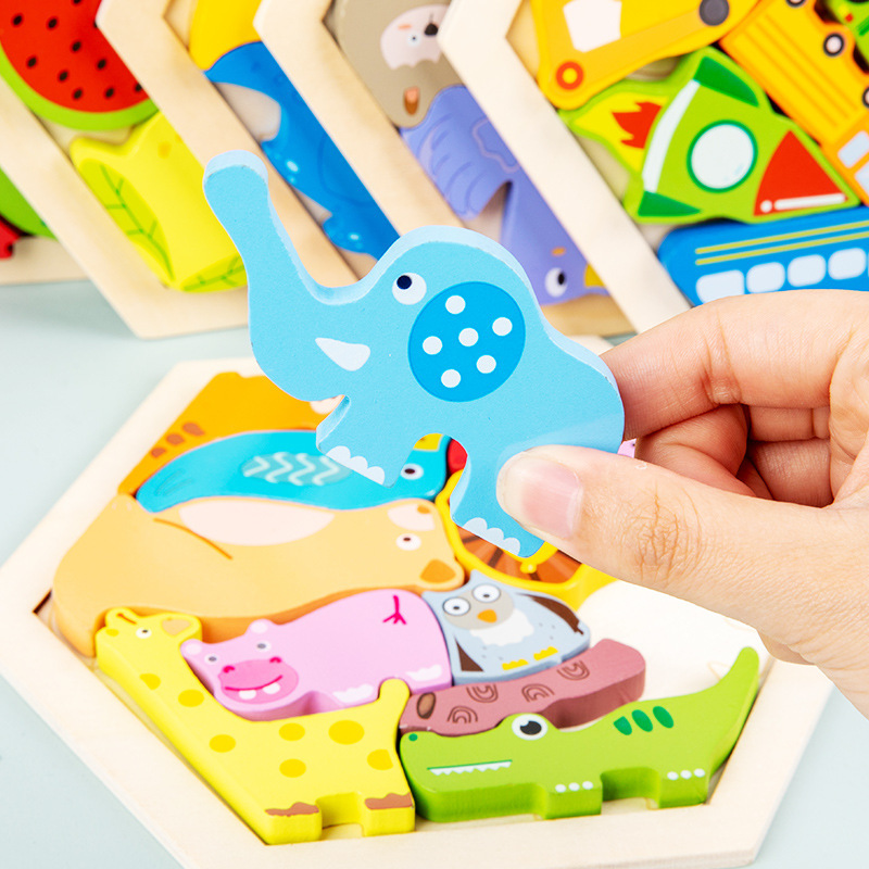 AliExpress Baby toy Wooden jigsaw Puzzle Creative 3D Puzzle for Children's Intelligence Development Ealy Educational toy for Children, view 4