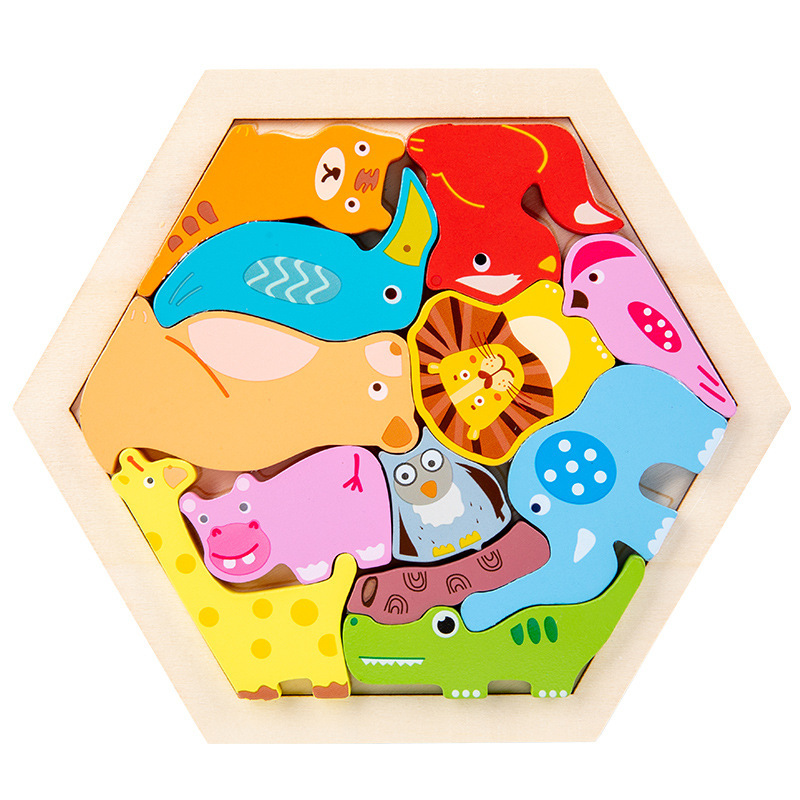 AliExpress Baby toy Wooden jigsaw Puzzle Creative 3D Puzzle for Children's Intelligence Development Ealy Educational toy for Children, view 6
