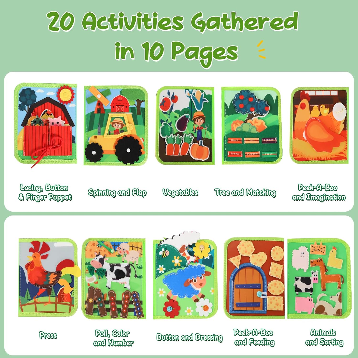 AliExpress Baby Toys Busy Book for 1 2 3 Year Old, Toddlers Montessori Farm Busy Book, view 2