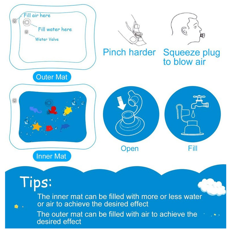 AliExpress Baby Water Play Mat Inflatable Cushion PVC Infant Tummy Time Toddler Water Pad For Kids Early Education Developing Activity Toys, view 6