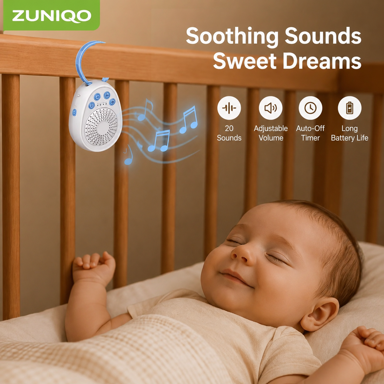 AliExpress Baby White Noise Machine, Sleep in 3 Minutes, 20 Soothing Sounds, Portable USB Mini Sleep Device for Newborn, Travel & Crib, view 3