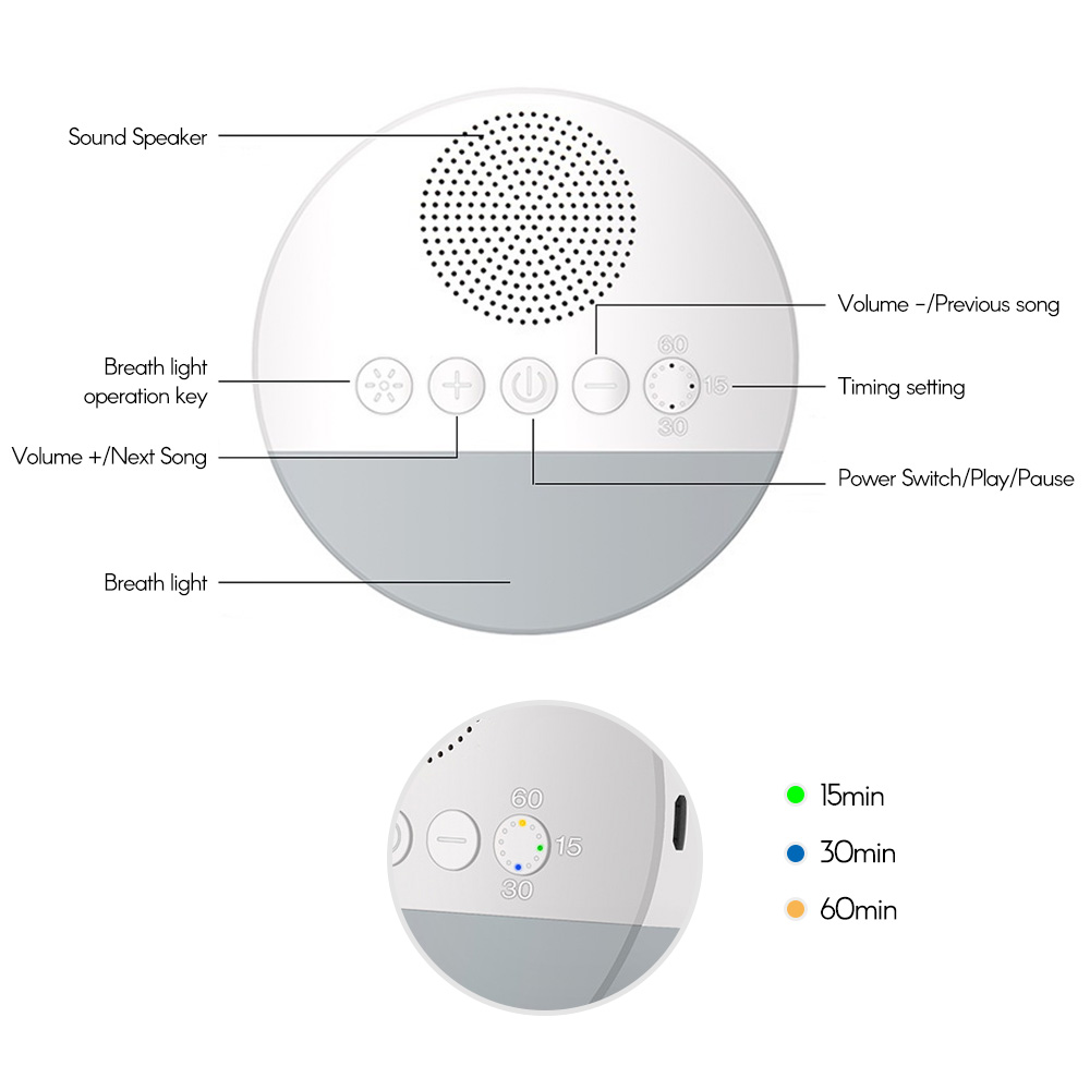 AliExpress Baby White Noise Machine USB Rechargeable Timed Shutdown Sleep Machine Baby Sleep Sound Player Night Light Timer Noise Player, view 2