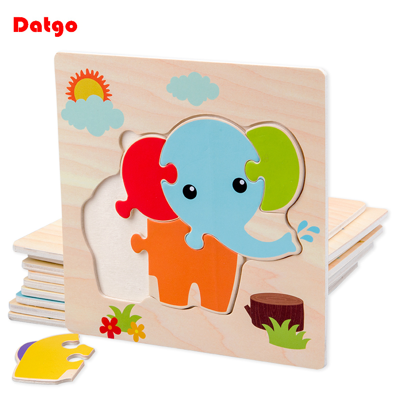 AliExpress Baby Wooden 3D Puzzles Tangram Shapes Learning Educational Cartoon Animal Intelligence Jigsaw Toys For Children Gift