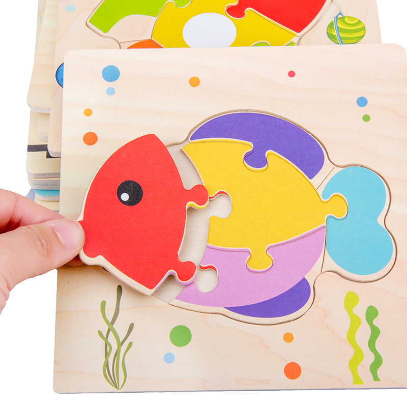 AliExpress Baby Wooden 3D Puzzles Tangram Shapes Learning Educational Cartoon Animal Intelligence Jigsaw Toys For Children Gift, view 2