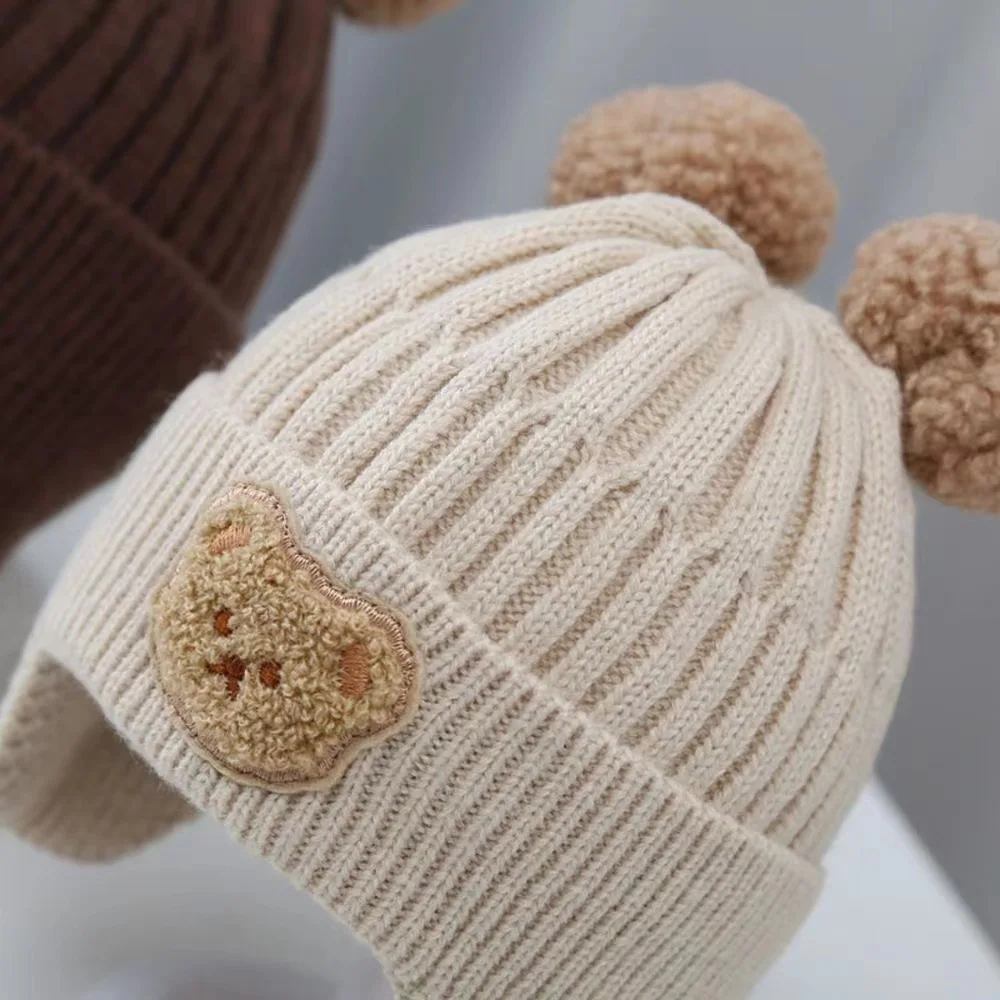 AliExpress Baby wool hat cute bear ear protection hat children winter thickened warm knitted Korean version of the baby hat, view 4