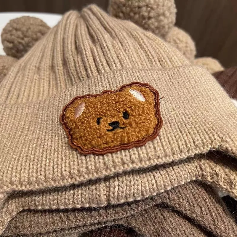 AliExpress Baby wool hat cute bear ear protection hat children winter thickened warm knitted Korean version of the baby hat, view 5