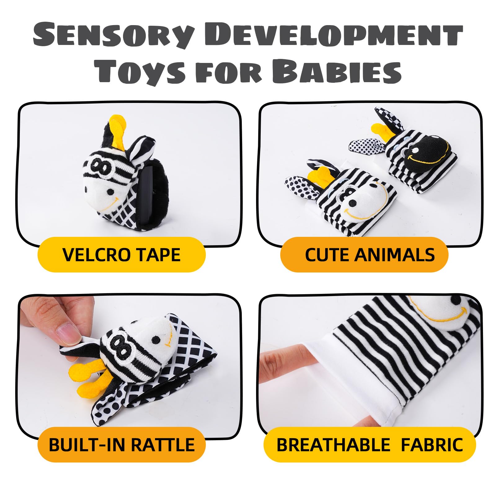AliExpress Baby Wrist Rattle Socks and Foot Finder Set, Perfect Baby Toys for 0-12 Months Newborn Boys and Girls As Shower Gifts, view 2