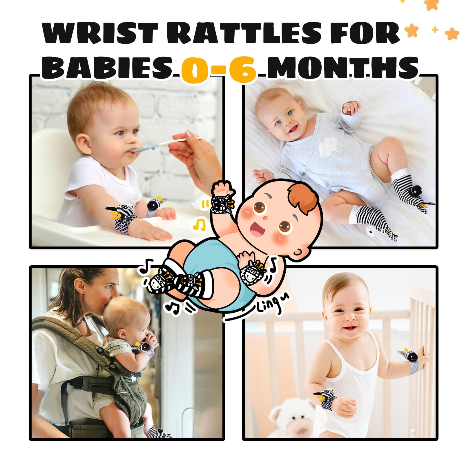 AliExpress Baby Wrist Rattle Socks and Foot Finder Set, Perfect Baby Toys for 0-12 Months Newborn Boys and Girls As Shower Gifts, view 3