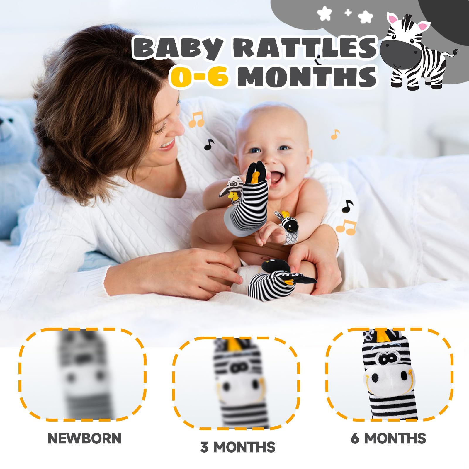 AliExpress Baby Wrist Rattle Socks and Foot Finder Set, Perfect Baby Toys for 0-12 Months Newborn Boys and Girls As Shower Gifts, view 5