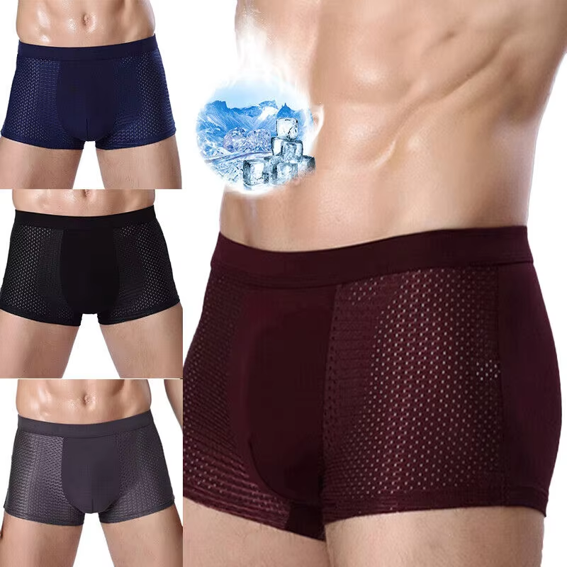 AliExpress Bamboo Fibre Shorts Men Large Size Microfiber Fiber Briefs Underwear Compression Stretch Plus Size
