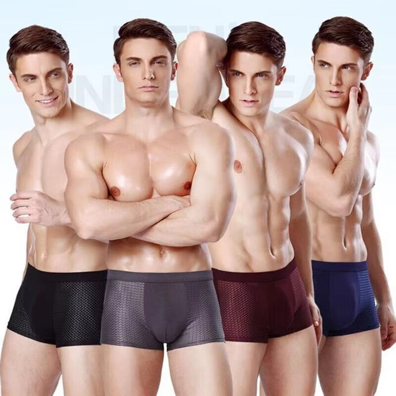 AliExpress Bamboo Fibre Shorts Men Large Size Microfiber Fiber Briefs Underwear Compression Stretch Plus Size, view 5