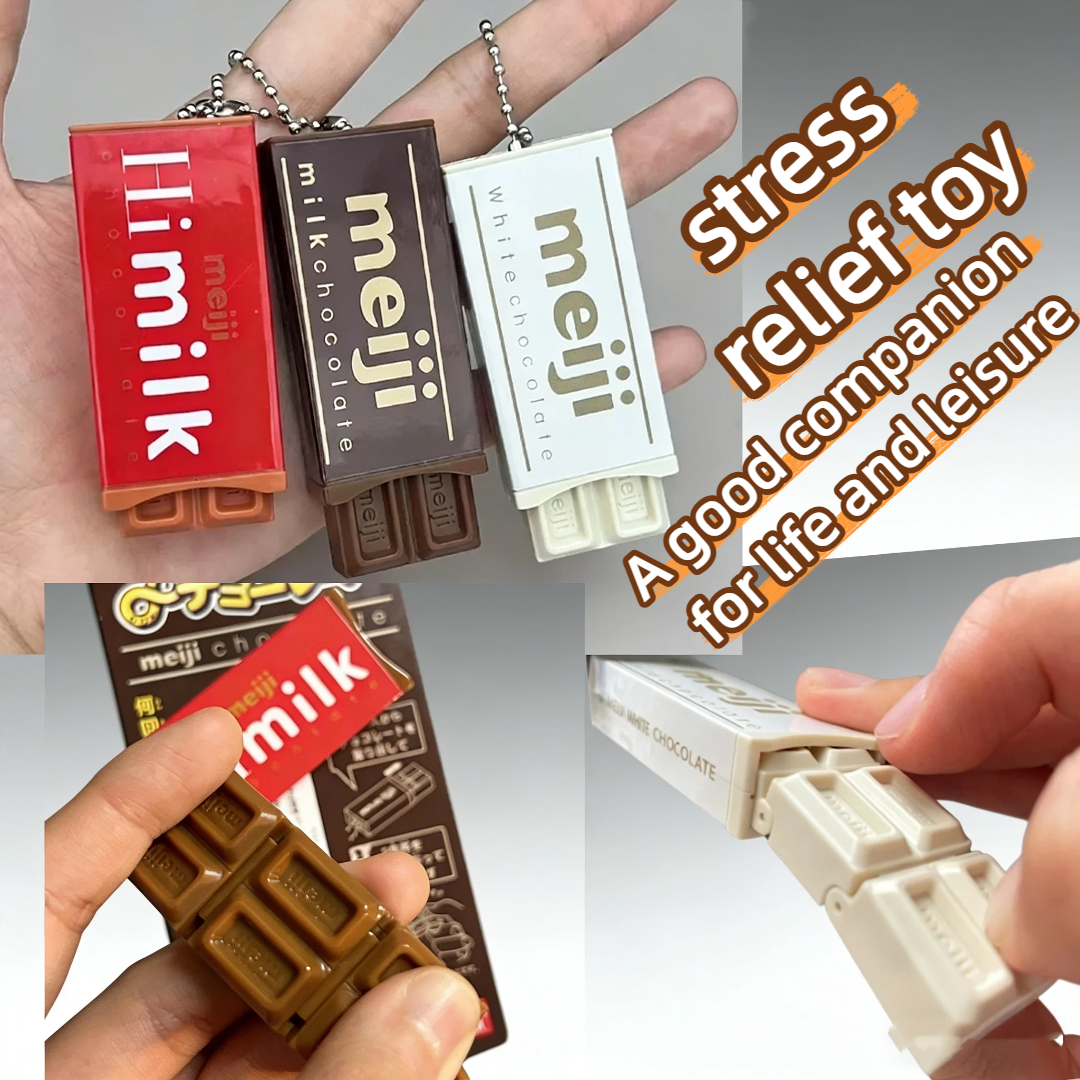 AliExpress Bandai Hot Japanese Style Simulated Meiji Chocolate Fidget Toy Stress Relief Keychain Bendable Snap Pendant Creative Gifts toys