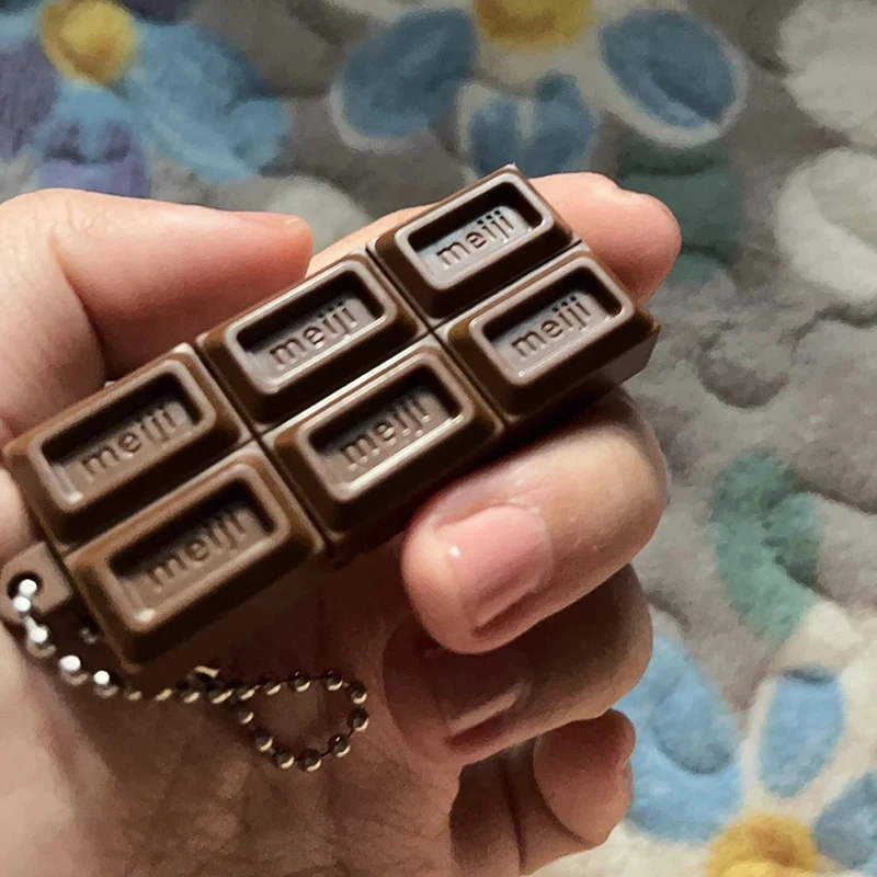 AliExpress Bandai Hot Japanese Style Simulated Meiji Chocolate Fidget Toy Stress Relief Keychain Bendable Snap Pendant Creative Gifts toys, view 5