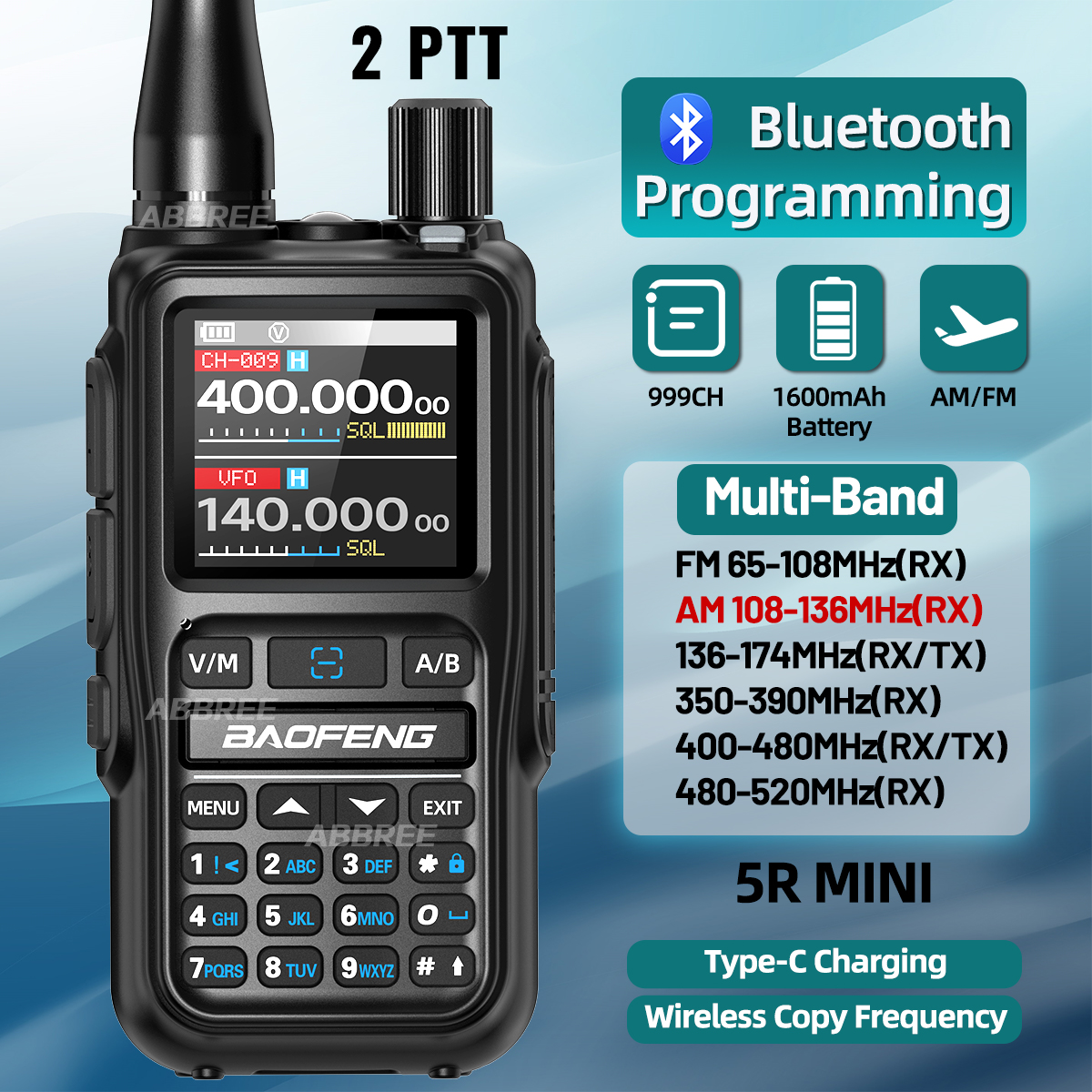 AliExpress Baofeng UV-5R Mini Walkie Talkie Dual PTT Wireless Bluetooth Programming NOAA Portable Long Range Ham Radio for Camping outdoors