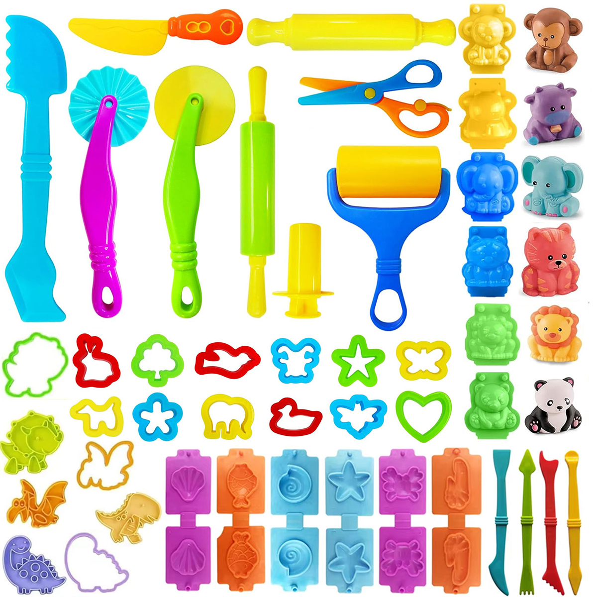 AliExpress Basic Dough Clay Tools Kits Modeling Accessories Animal Cutters Rolling Pin Safety Scissor Dough Extruder Rollers for Kids