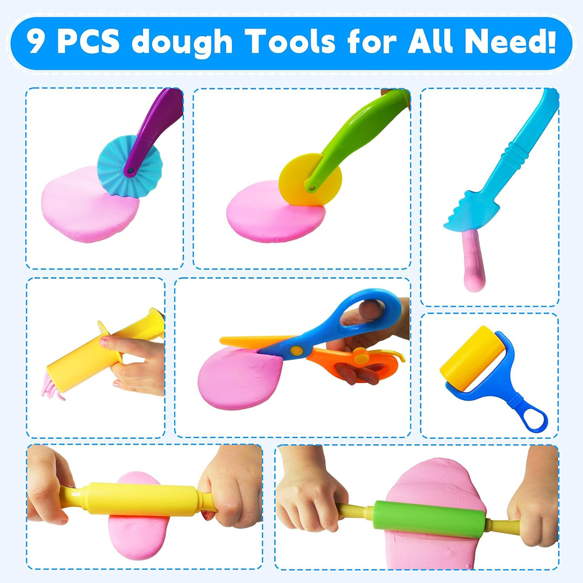 AliExpress Basic Dough Clay Tools Kits Modeling Accessories Animal Cutters Rolling Pin Safety Scissor Dough Extruder Rollers for Kids, view 3