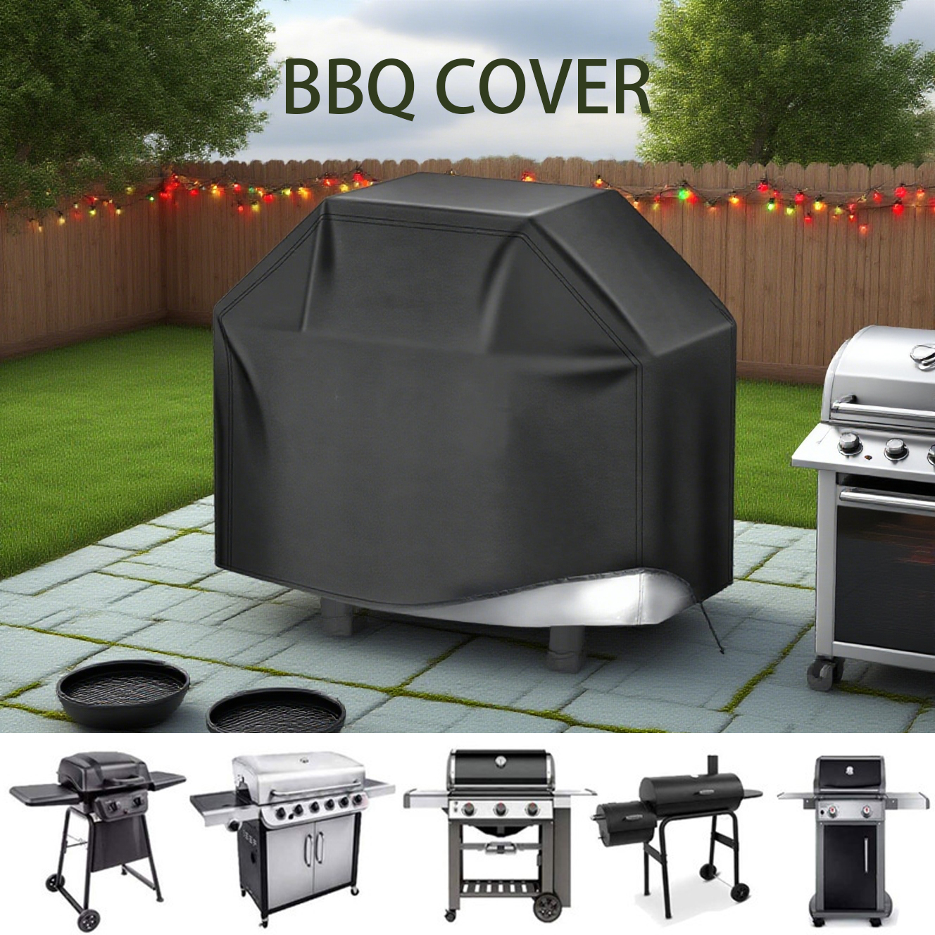 AliExpress BBQ Grill Barbecue Cover Dustproof Waterproof Thickened BBQ Cover Outdoor Rainproof BBQ Cover
