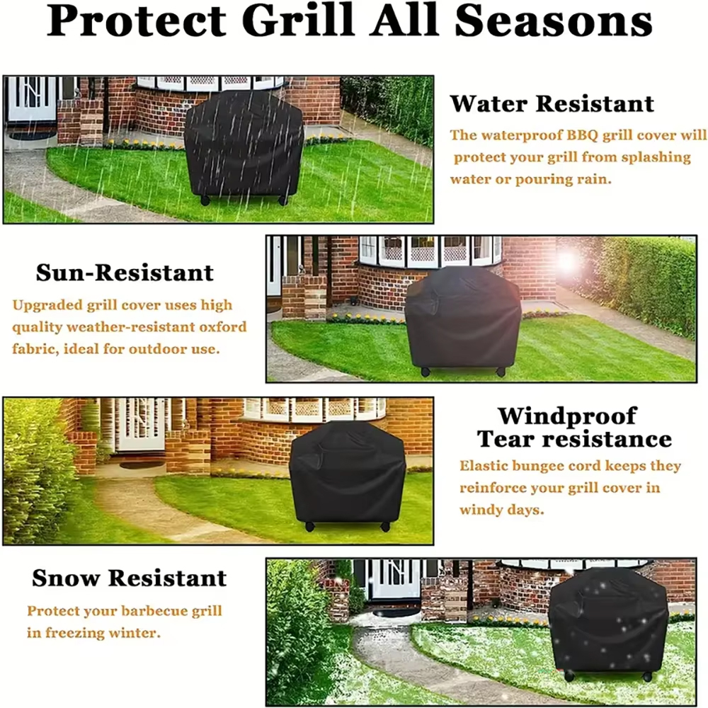 AliExpress BBQ Grill Barbecue Cover Dustproof Waterproof Thickened BBQ Cover Outdoor Rainproof BBQ Cover, view 2